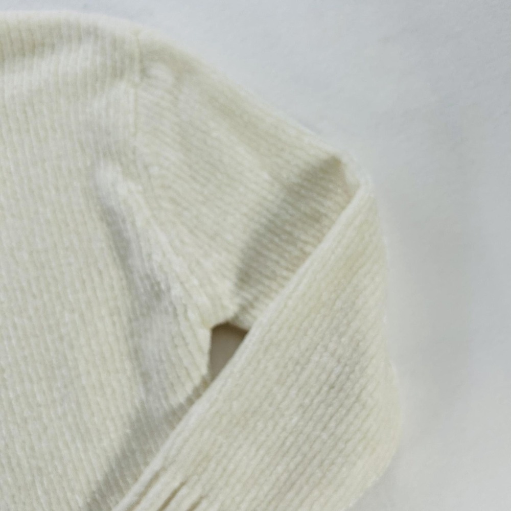 Christian Siriano Sweater Womens Small White Ribbed Knit Crewneck Pullover Soft - Picture 7 of 16